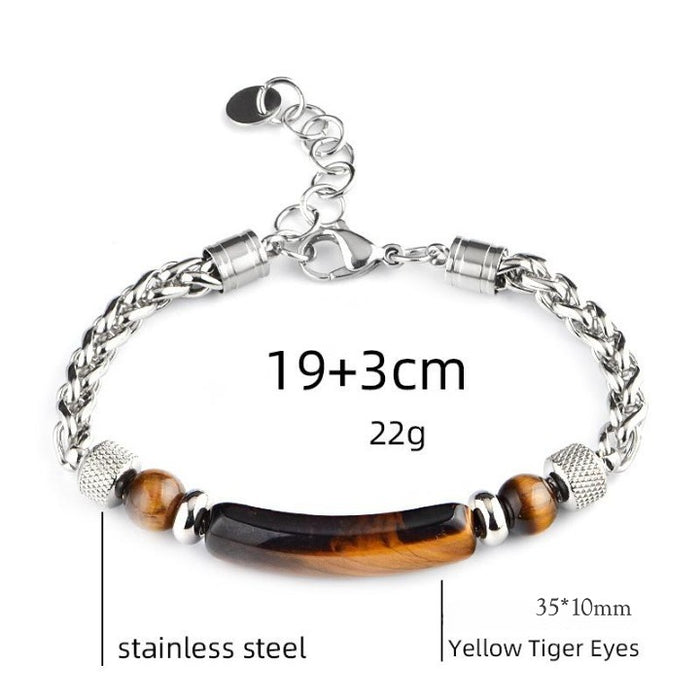 Men’s Tiger Eye Bracelet Titanium Steel Strength Design