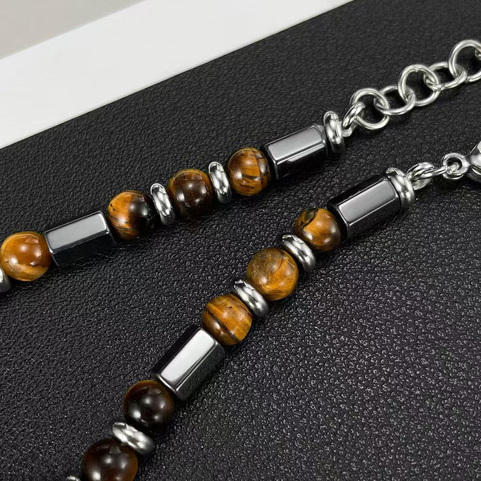 Hematite Bracelet Men Strength Protection Close Up Look