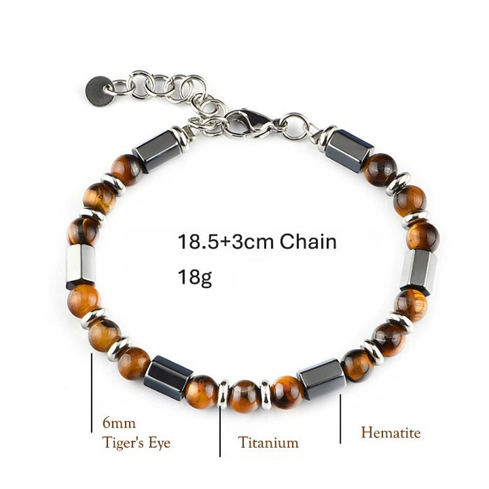 Titanium Tiger Eye Hematite Bracelet Men