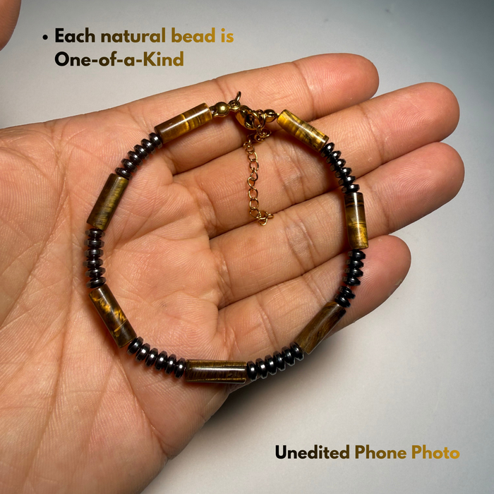 Men's Tiger Eye Chain Bracelet flat lay look
