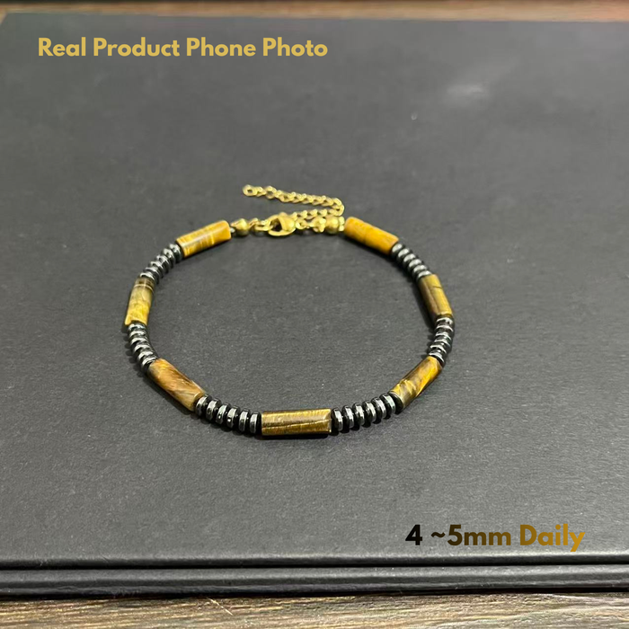 Tiger Eye and Hematite Bracelet for Confidence and Strength