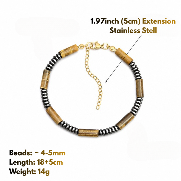 Adjustable Tiger Eye Bracelet for Men with Extension Chain
