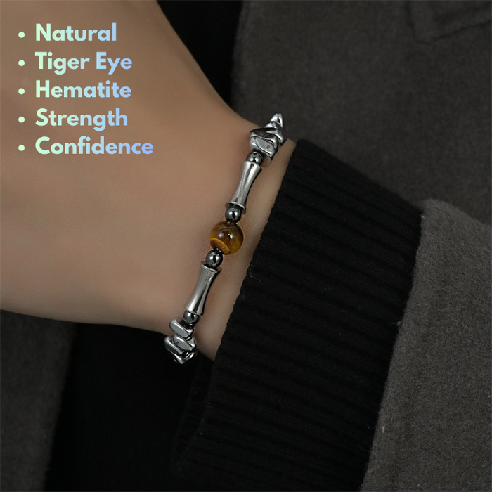men's tiger eye hematite bracelet for confidence and protection