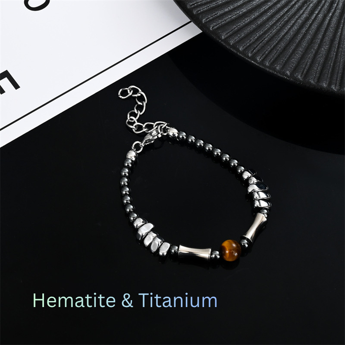 waterproof titanium tiger eye bracelet with hematite beads