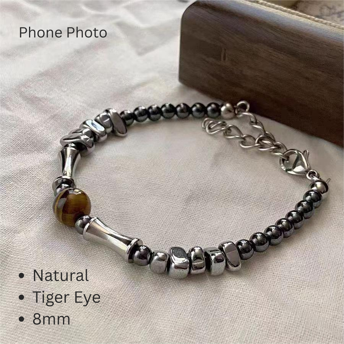 tiger eye hematite bracelet for focus grounding and strength