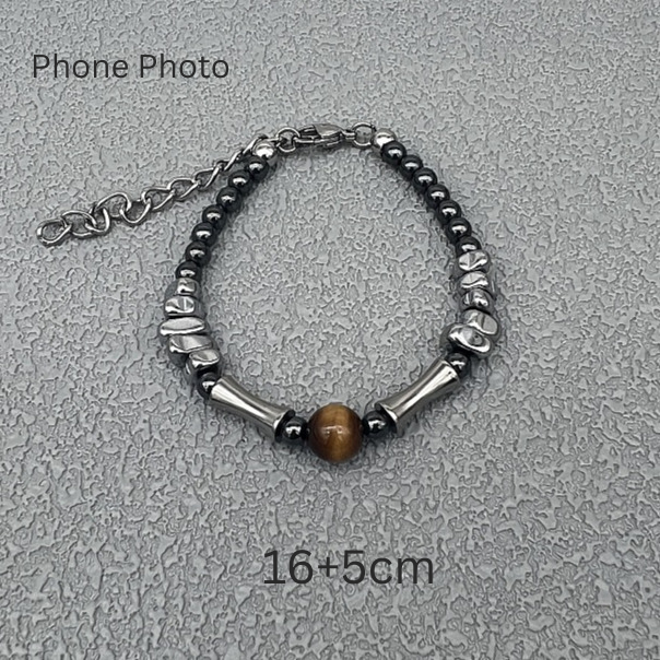 men's protection bracelet with tiger eye stone and hematite