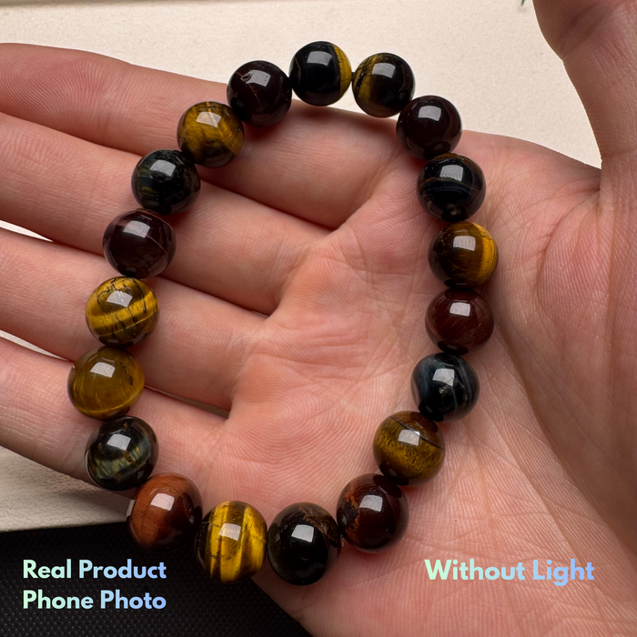 red blue yellow three color tiger eye bracelet without light look