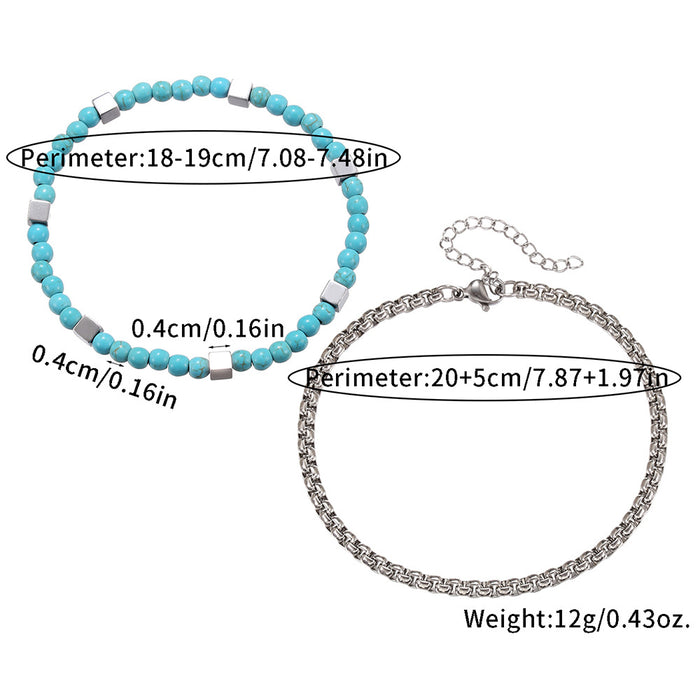 natural stone bracelet men – turquoise and hematite combination