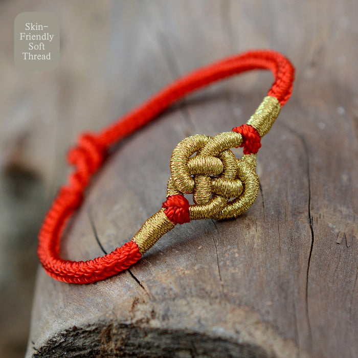 red string prosperity bracelet money knot design