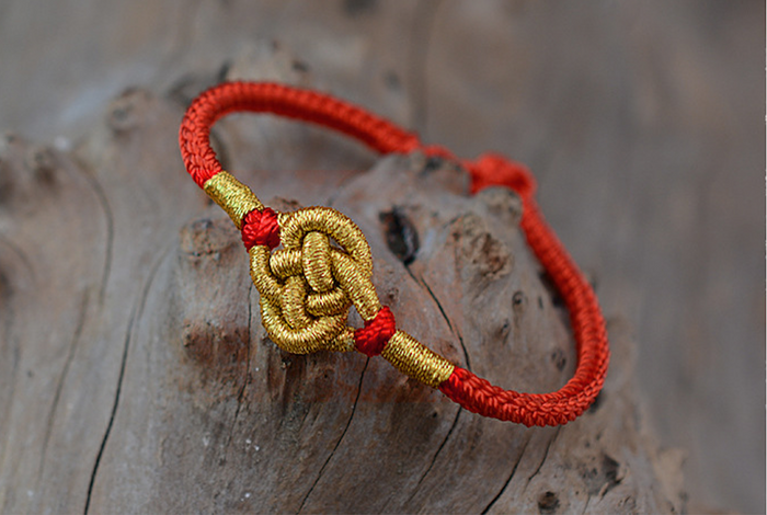 money knot red string bracelet wealth protection charm