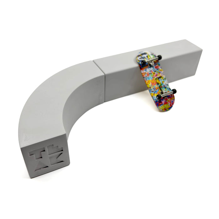 Teak Tuning - Monument Series Monument Series Concrete Quarter Arc + Straight "Banana Bread" Loaf Obstacles - Set of 2 Modular Obstacles - "Sterling Gray" Colorway