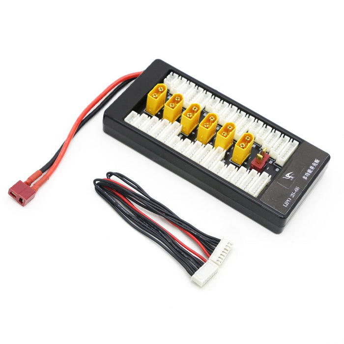 Multi-functional LiPo battery charger with yellow connectors and red-black wires for UAV drones