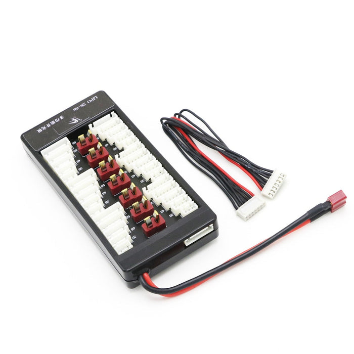 Lipo battery charger with red connectors and wiring for UAV drone power management