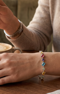 Multicolor Crystal Tennis Bracelet – Rainbow Geometric Stone Silver-Tone Bracelet for Women 7067
