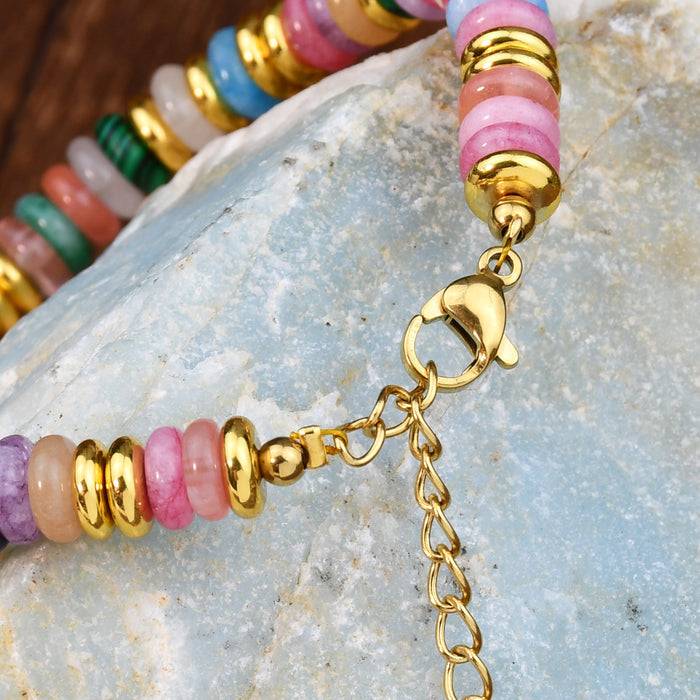 Adjustable stainless steel chain on 7 chakra bracelet