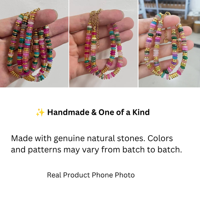 Close-up of natural 7 chakra gemstone beads color variant