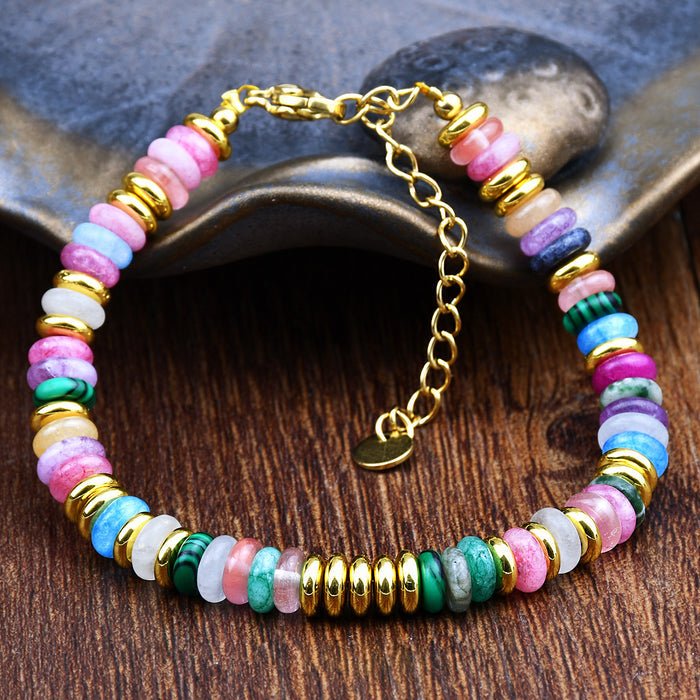 Natural 7 chakra bracelet with genuine gemstone beads