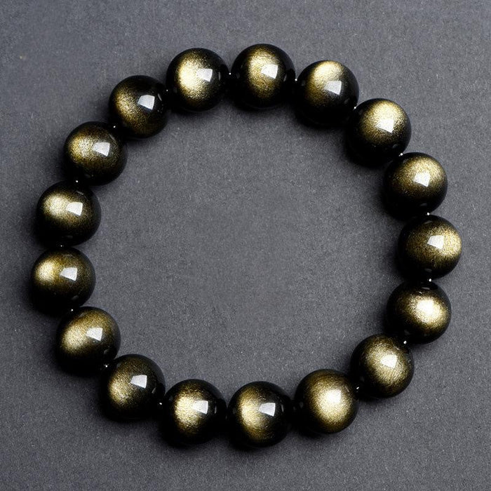 black obsidian bracelet gold sheen silver sheen rare reflective beads