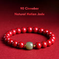 Natural Cinnabar & Hetian Jade Bracelet for Harmony & Vitality