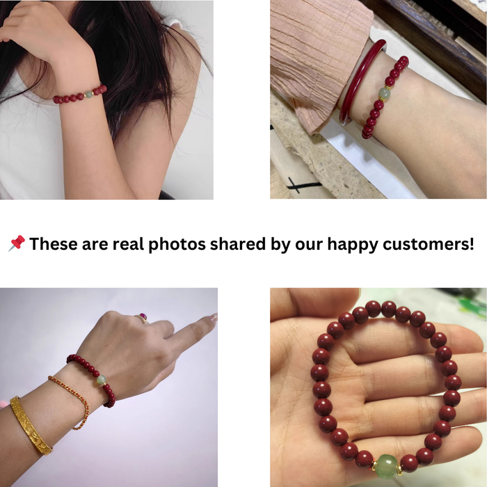 Natural Cinnabar & Hetian Jade Bracelet for Harmony & Vitality