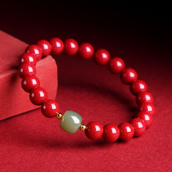 Cinnabar Jade Healing Bracelet for Protection & Balance