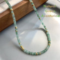 Natural Aventurine and Gold Bead Necklace – Green Gemstone Jewelry