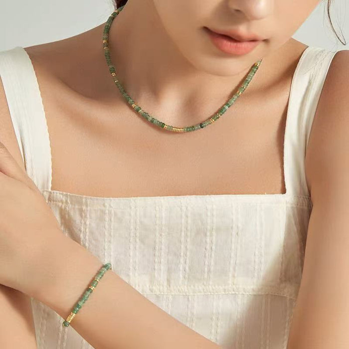 Luxury Aventurine Gold Bead Necklace for Luck & Prosperity