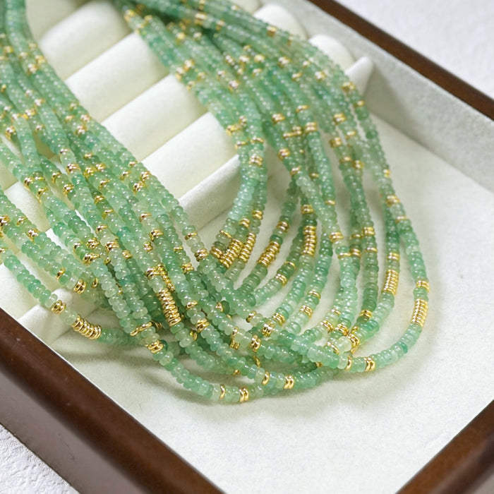 Luxury Aventurine Gold Bead Necklace for Luck & Prosperity