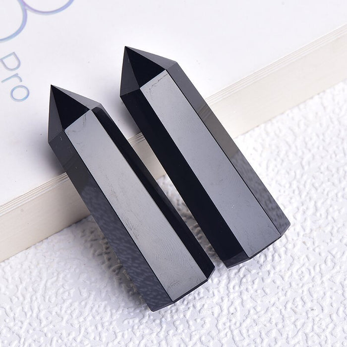 Hand-carved black obsidian point for meditation and energy protection