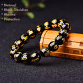 Natural Black Obsidian Mantra Bracelet – Protection & Healing Jewelry