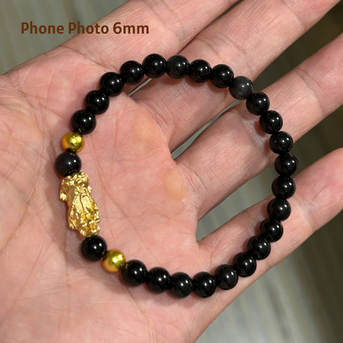 Gold Pixiu charm bracelet for wealth and prosperity energy