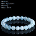 Natural blue aquamarine bracelet genuine gemstone beads