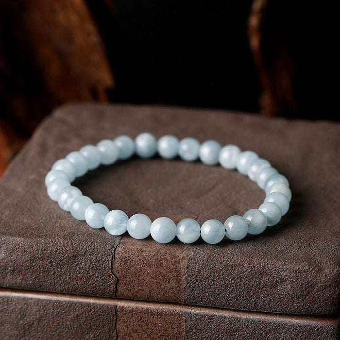Natural blue aquamarine bracelet genuine gemstone beads
