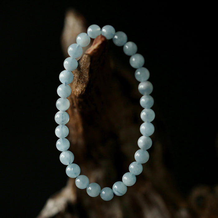Natural blue aquamarine bracelet genuine gemstone beads