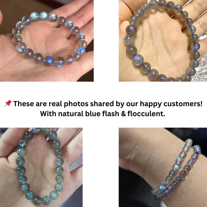 natural blue flash grey moonstone bracelet gemstone beads unisex