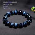 natural blue tiger eye bracelet with lightning reflections