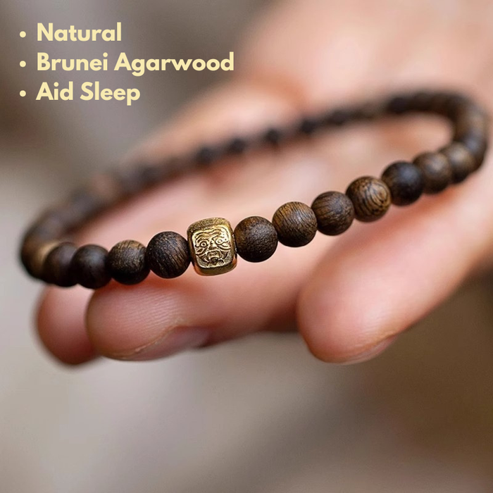 Natural Brunei Agarwood Bracelet with Genuine Oud Wood Beads