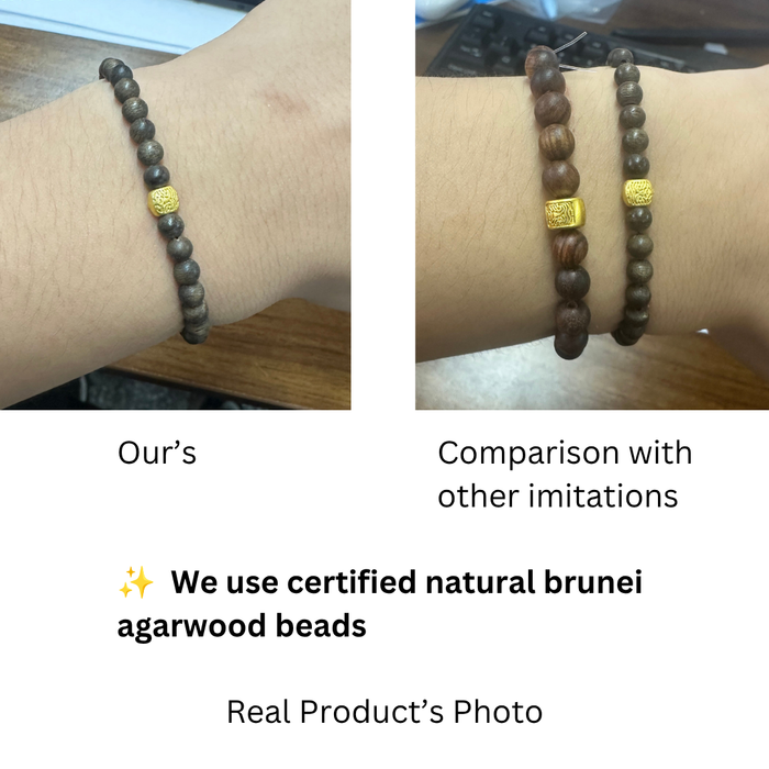 Certified Genuine Brunei Agarwood Oud Wood beads bracelet our's quality compare with imitations