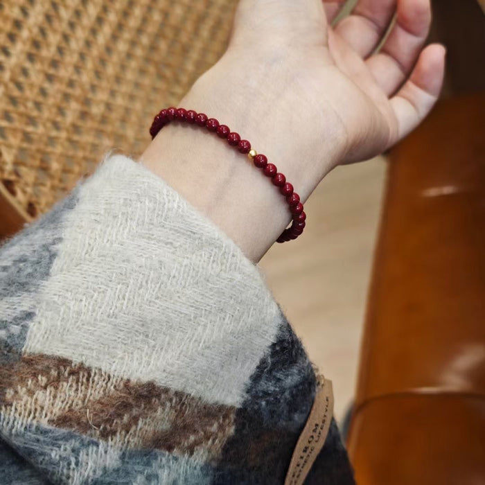 red cinnabar bead bracelet 4mm feng shui protection jewelry