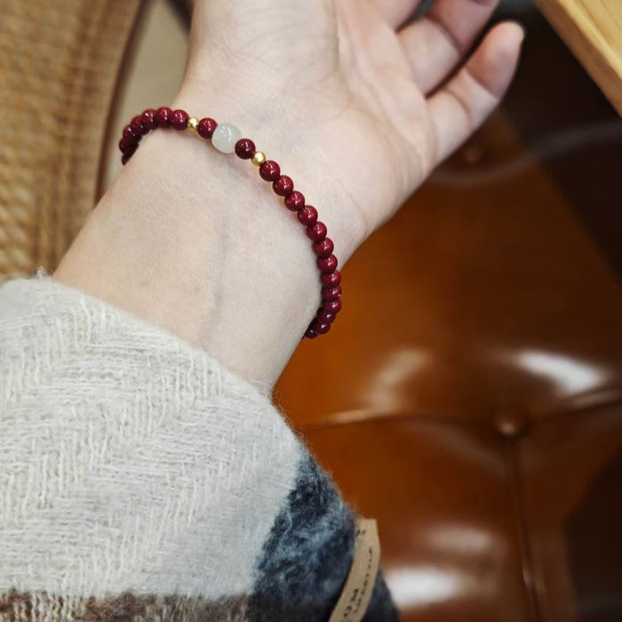 handmade cinnabar jade bracelet for positive energy