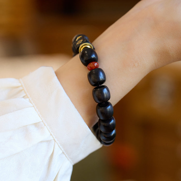 temple blessing bracelet ebony wood spiritual jewelry unisex design