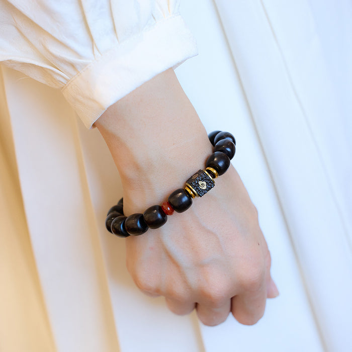 buddhist lucky cloud bracelet natural wood grounding and mindfulness jewelry
