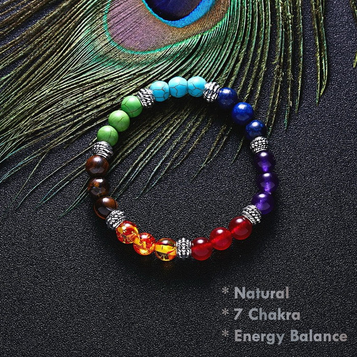 Authentic 7 Chakra Gemstone Bracelet Natural Stone Beads