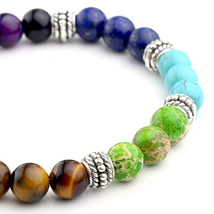 7 Chakra Bracelet Unisex Yoga Meditation Jewelry 8mm Beads