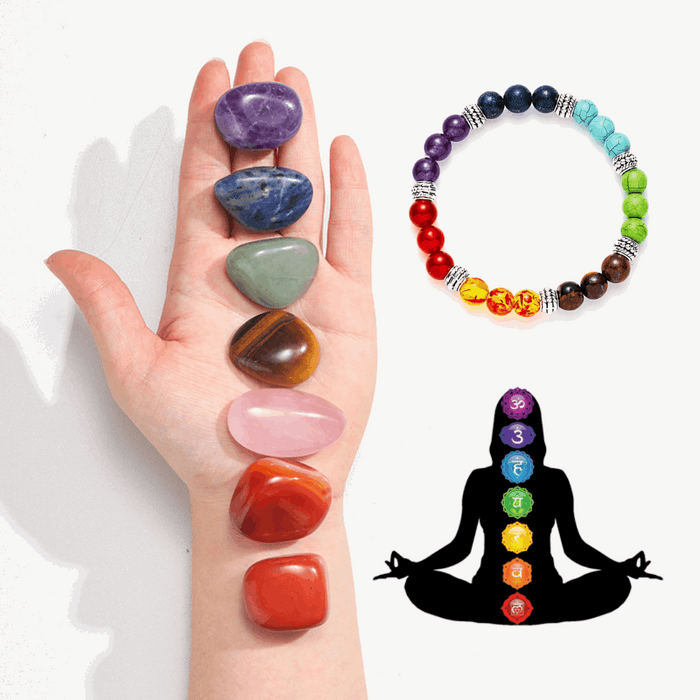 Natural Stone 7 Chakra Bracelet Men Women Stylish Stretch Design
