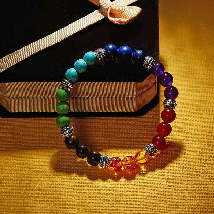 Gemstone Bracelet 7 Chakras Balance Everyday Style Gift