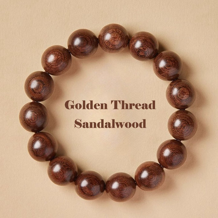 Golden Sandalwood Bead Bracelet Aromatic Wood Jewelry