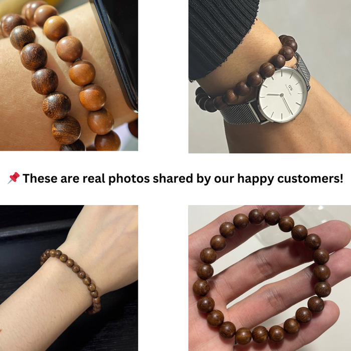 Natural Wood Bracelet - Golden Sandalwood Beads