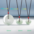 Natural Grade A Jadeite Donut Pendant Necklace – white jade with light green veins
