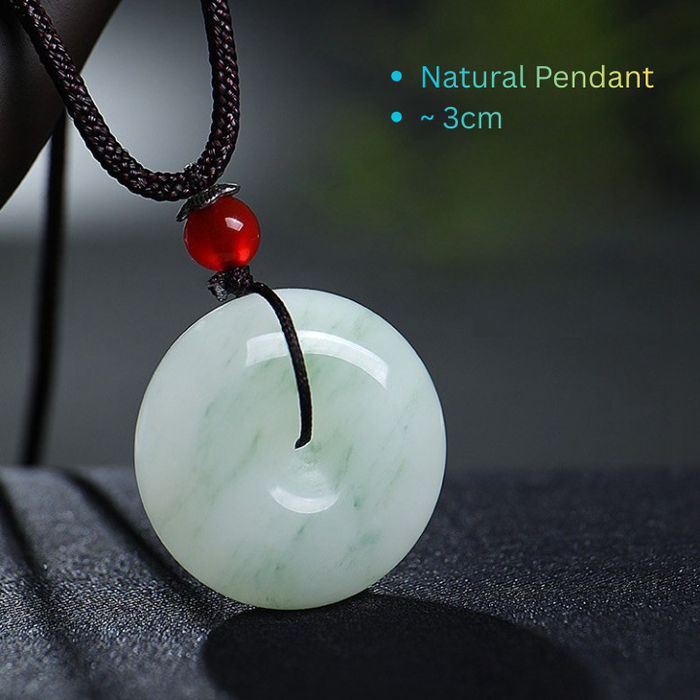 White & light green jadeite pi-disc necklace minimalist design